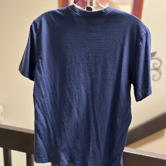 If Life Is Good Navy Blue Short Sleeve Tee with Bicycle Graphic “Ride On” #172 - Picture 4 of 5